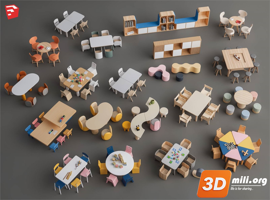 Kid's table and chairs Skp Files 
